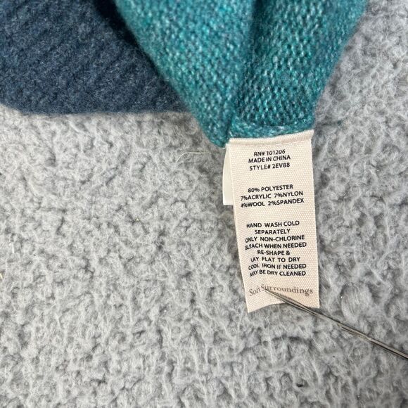 Soft Surroundings Tunic Sweater Women S Teal Wool Blend Side Button Shawl Collar - Picture 13 of 14
